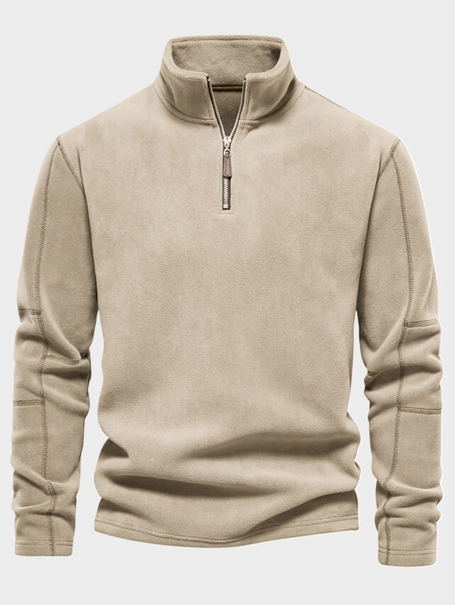 Men's Fleece Stand Collar Half-Zip Long Sleeve Sweatshirt