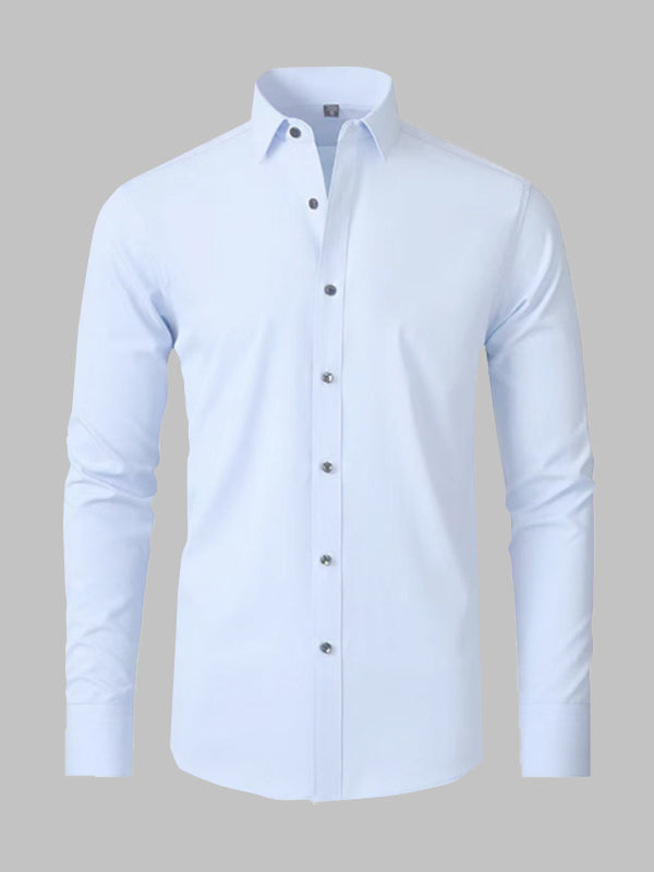 Men's Solid Color Versatile Stretch Anti-Wrinkle Long Sleeve Shirt