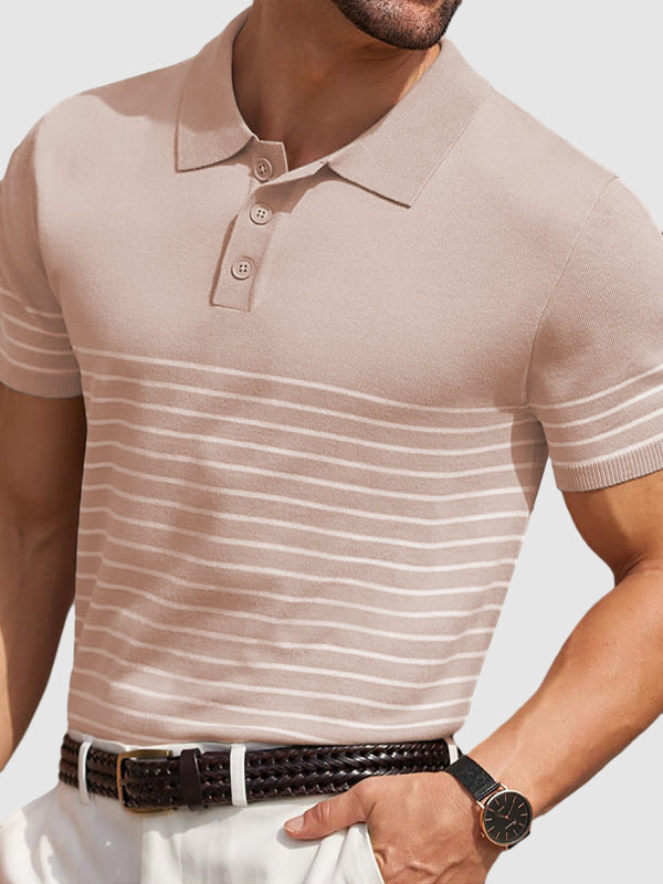 Men's Striped Knitted Business Casual POLO