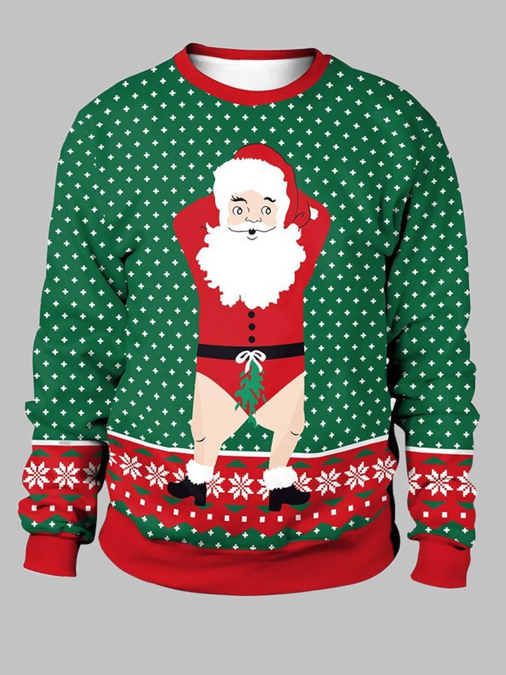 Men's Santa Claus Print Christmas Crew Neck T-shirt