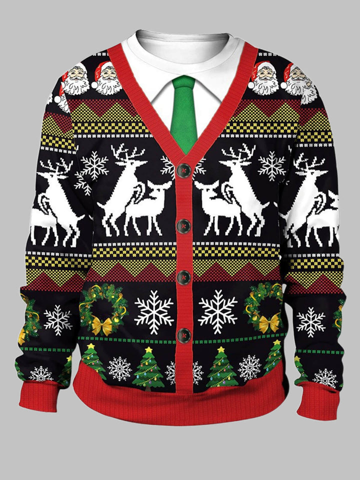 Men's Sweater Style Print Christmas Crew Neck T-shirt