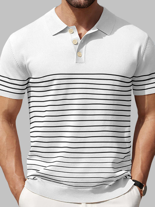 Men's Striped Knitted Business Casual POLO