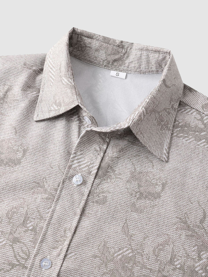 Men's Botanical Print Casual Short Sleeve Shirt