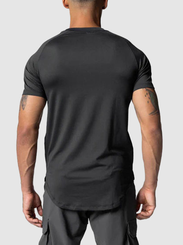 Men's Mesh Breathable Quick-Dry Elastic Solid Color Casual T-shirt