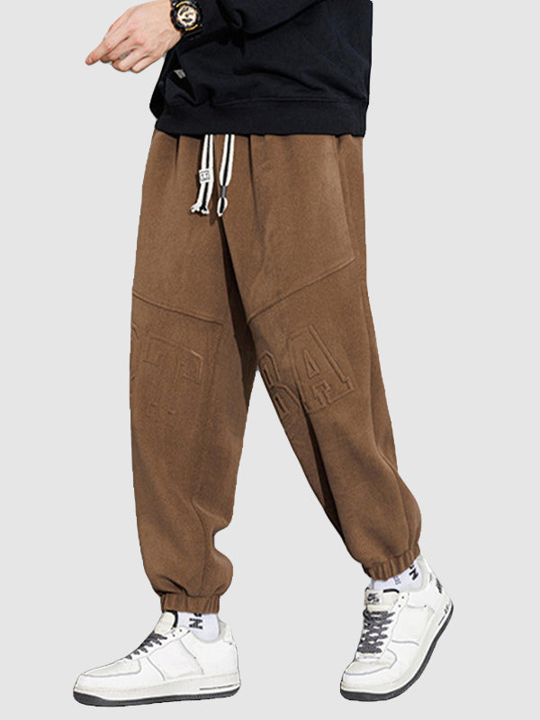 Men's Letter Print Pocket Casual Pants