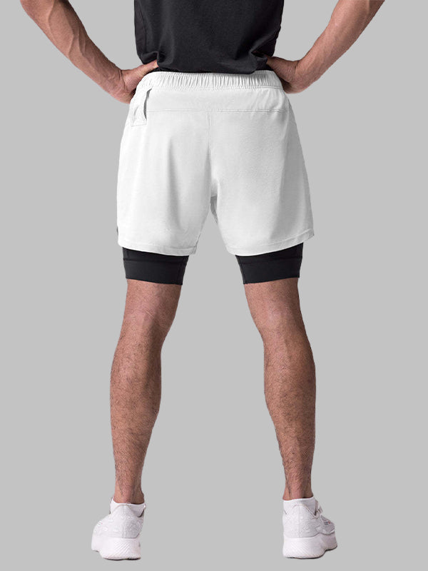 Men's fake two-piece multi-pocket quick-drying sports shorts