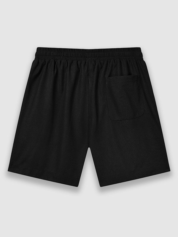 Men's Solid Color Waffle Drawstring Elastic Waist Casual Shorts