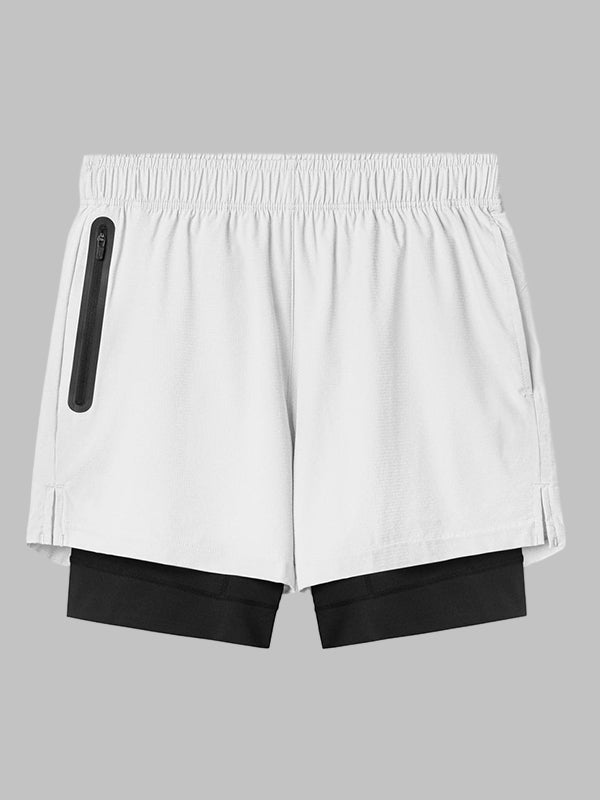 Men's fake two-piece multi-pocket quick-drying sports shorts