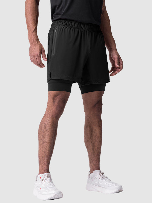 Men's fake two-piece multi-pocket quick-drying sports shorts