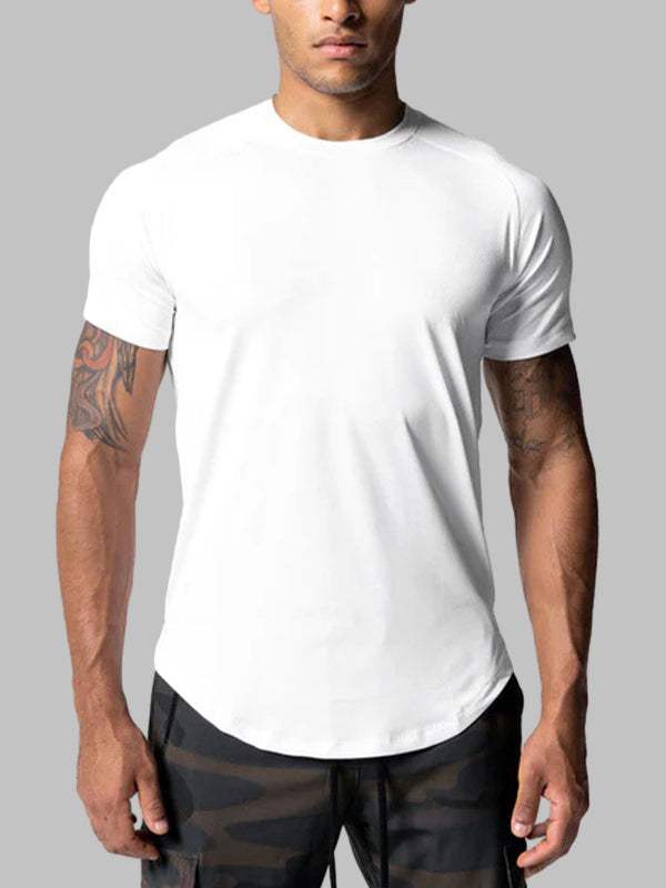 Men's Mesh Breathable Quick-Dry Elastic Solid Color Casual T-shirt