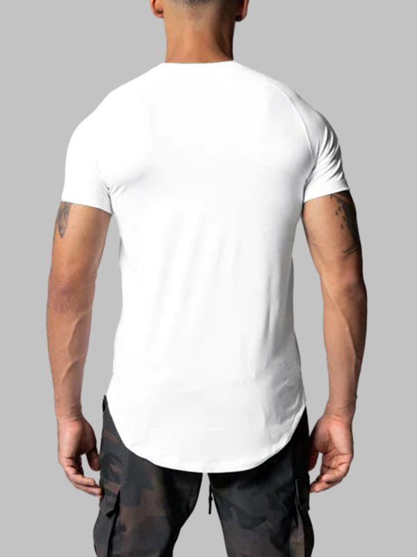 Men's Mesh Breathable Quick-Dry Elastic Solid Color Casual T-shirt