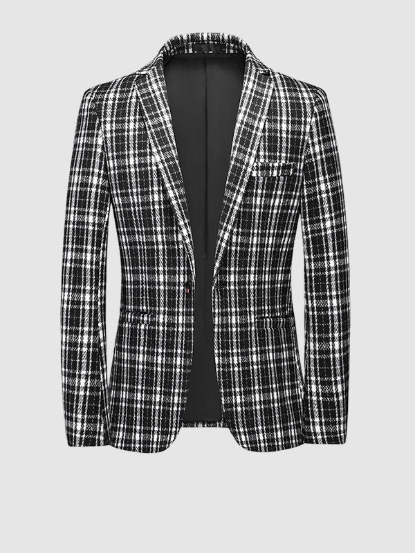 Men's Plaid Casual Wool Blazer