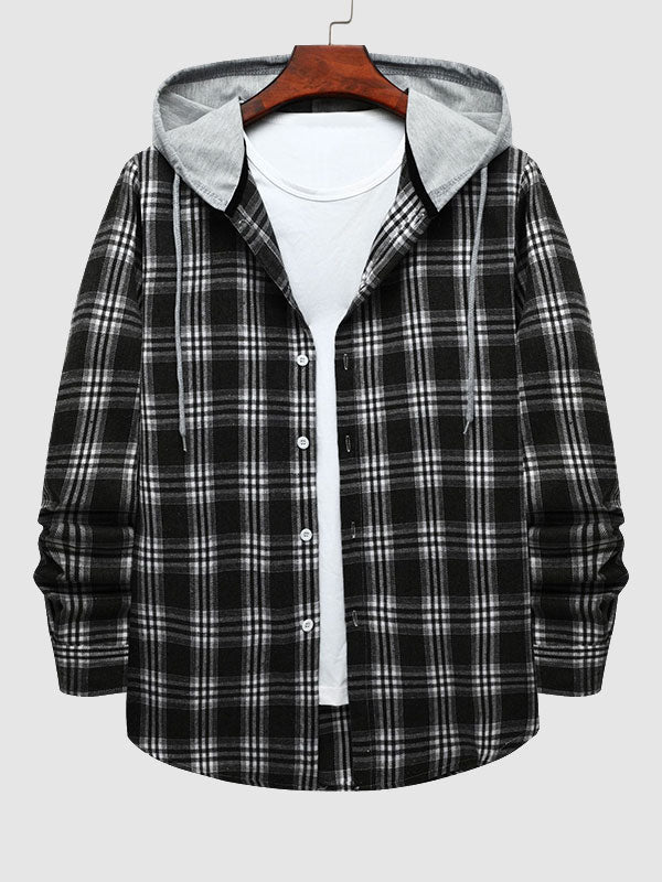 Men's Classic Plaid Hooded Thin Jacket