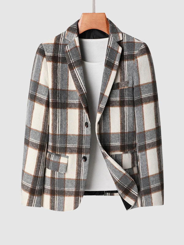 Plaid Wool Blend Blazer