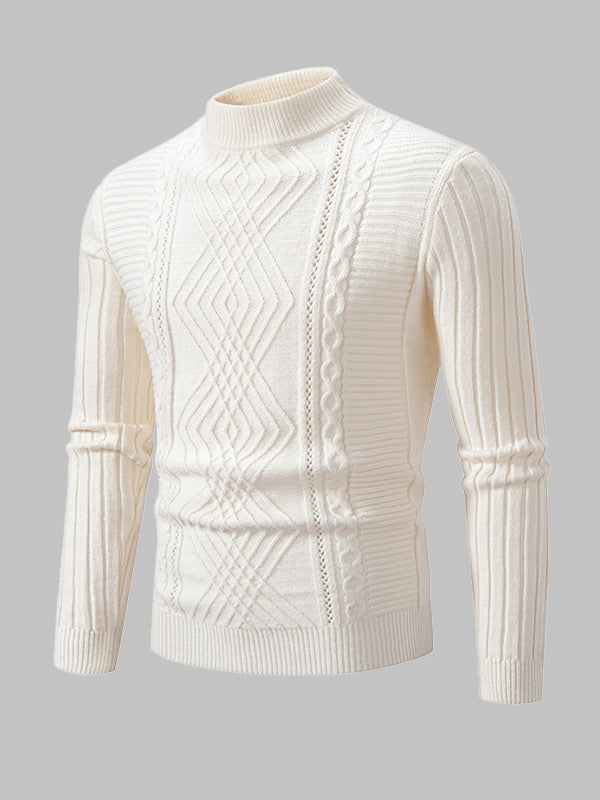 Men's Geometric Twist Slim Stand Collar Sweater