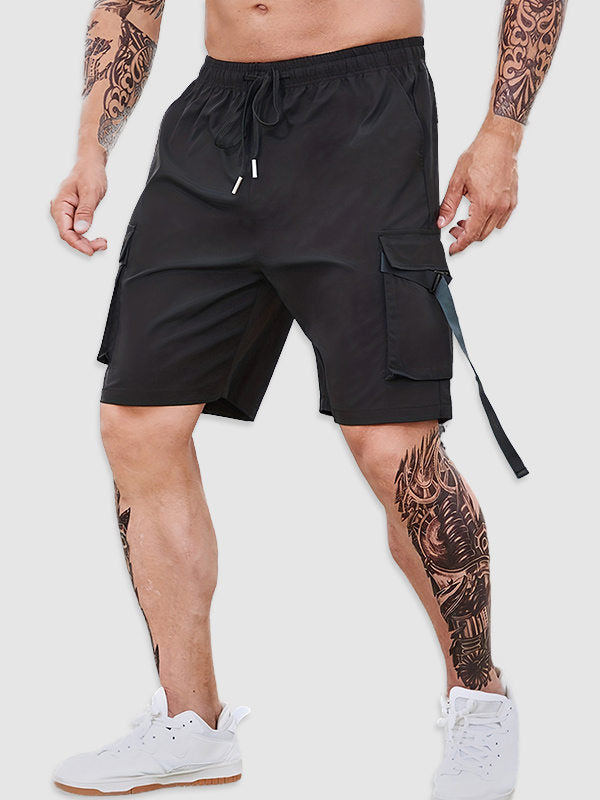 Men's loose-fit straight-leg drawstring shorts