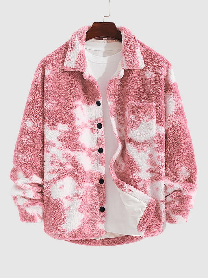 Men's Colorful Tie-Dye Fly Fluffy buttons Jacket