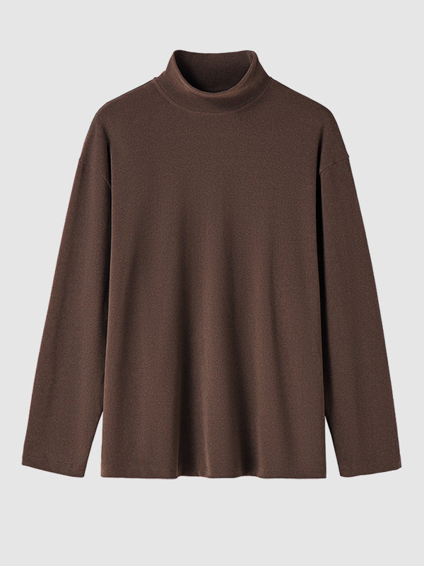 Men's Solid Color Cashmere Half Turtleneck Thermal Long Sleeve T-Shirt