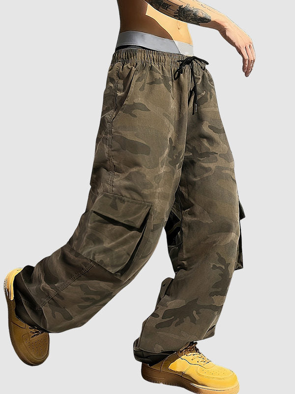 Men's Elastic Waist Camouflage Loose-Fit Cargo Pants