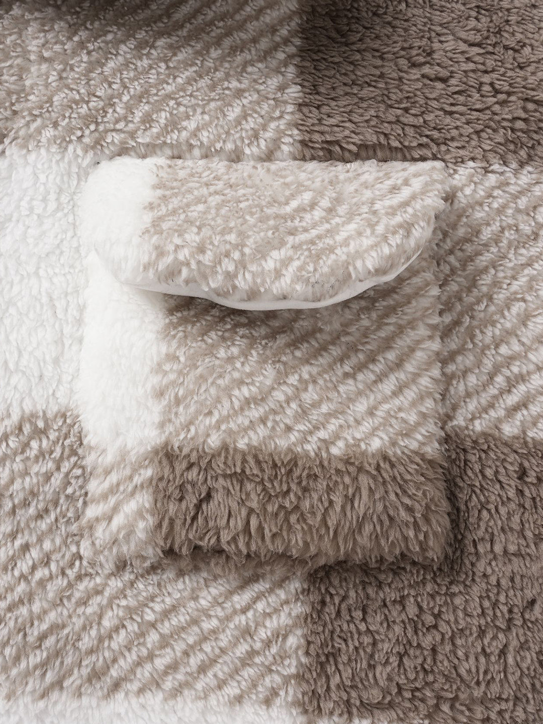 Men's Classic Plaid Fluffy Faux Fur Single Pocket Button Lapel Jacket