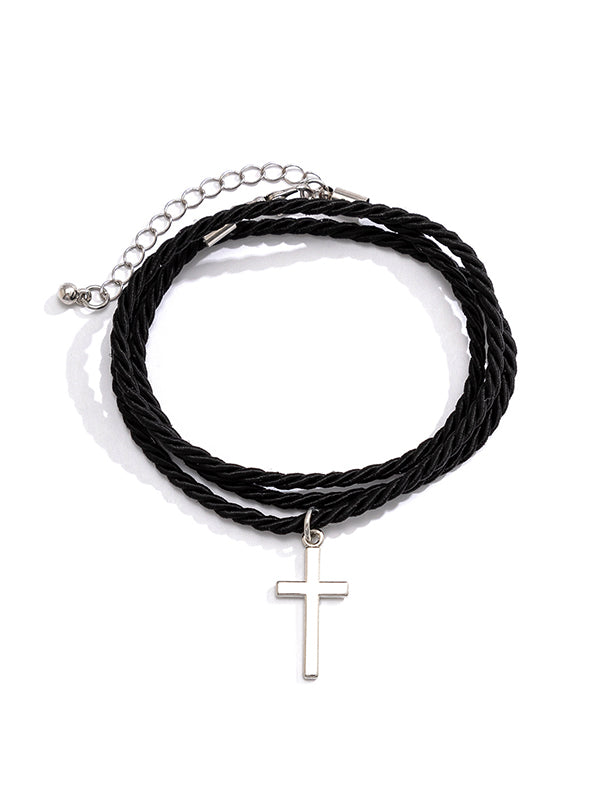 Men's Ethnic Braided Cross Bracelet