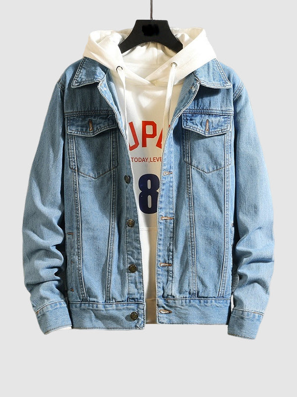 Men's Street-style Cotton-Blend Casual Denim Jacket