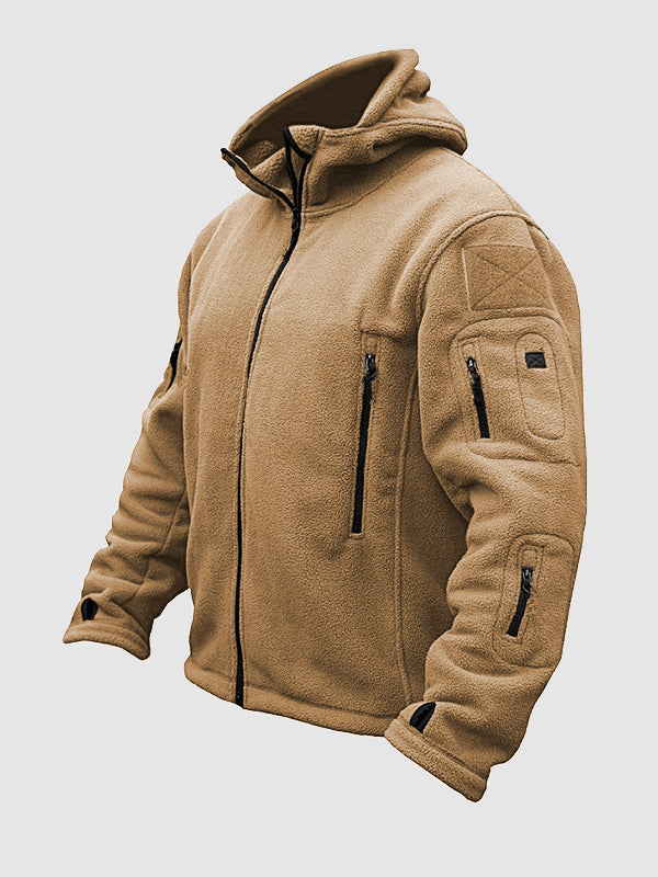 Men's Thermal Fleece Pocket Hooded Zip Jacket