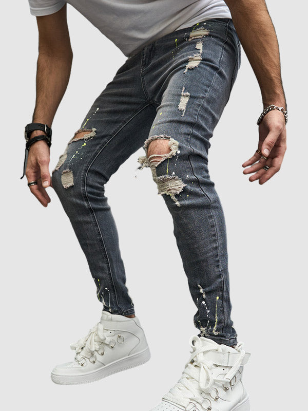 Men's Slim Fit Distressed Distressed Zip Access Jeans