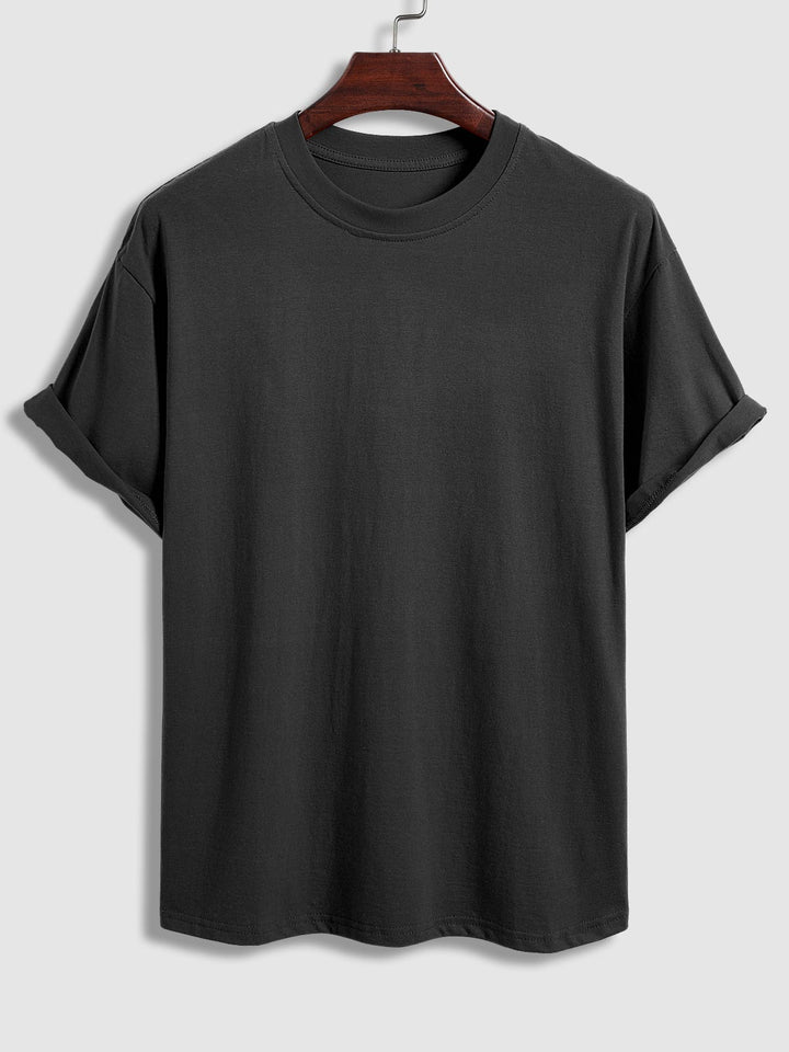 Men's 100% cotton basic round neck T-shirt two-piece set