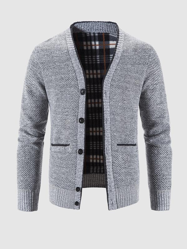 Men's thickened velvet casual sweater jacket