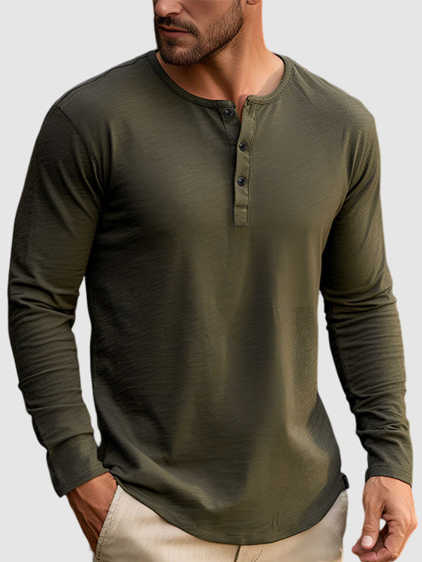 Men's Solid Color Basic Base Layer T-Shirt.