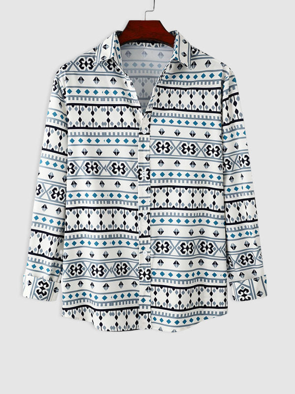 Men's Vintage Geometric Print Shirt