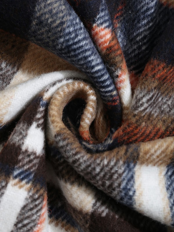 Men's Classic Plaid Wool Blend Button Down Long Sleeve Shirt Jacket