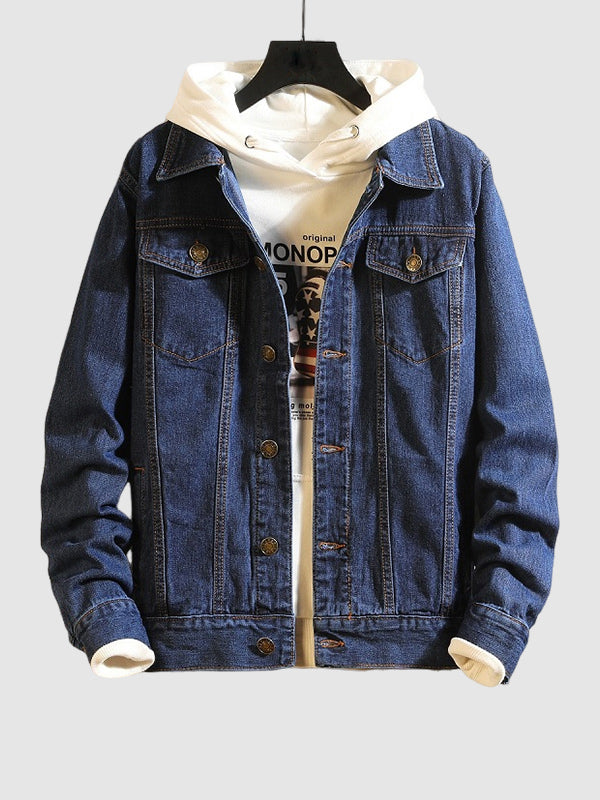 Men's Street-style Cotton-Blend Casual Denim Jacket