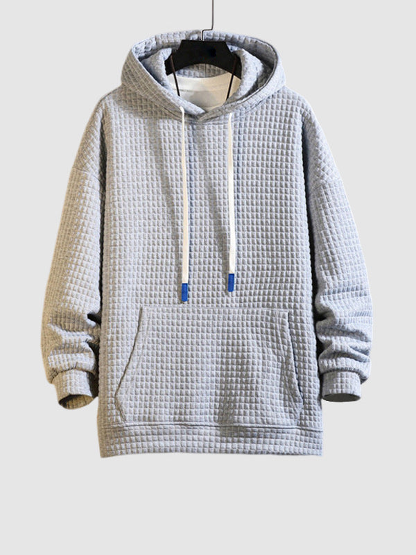 Men's Textured Loose Casual  Jacquard Hoodie