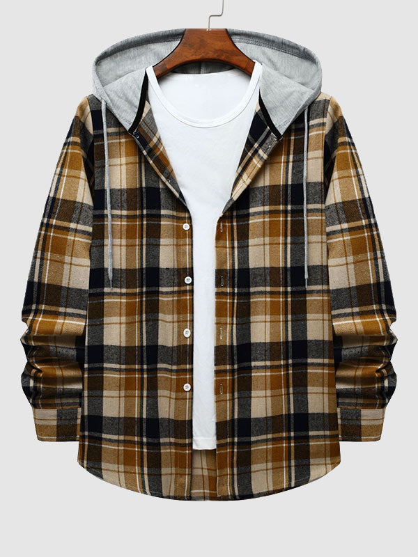 Men's Classic Plaid Hooded Thin Jacket