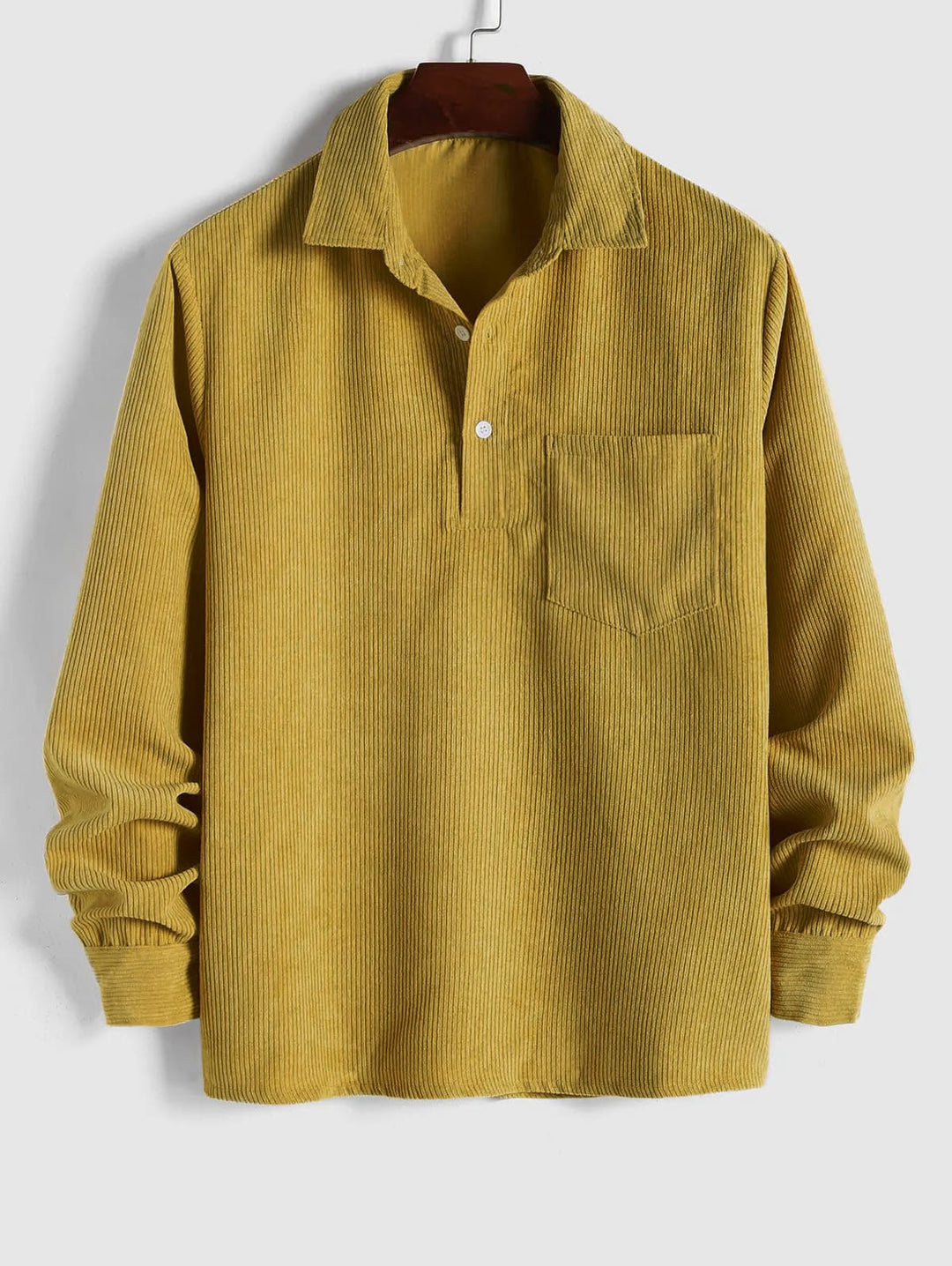 MENS HALF BUTTON CORDUROY LONG SLEEVES SHIRT