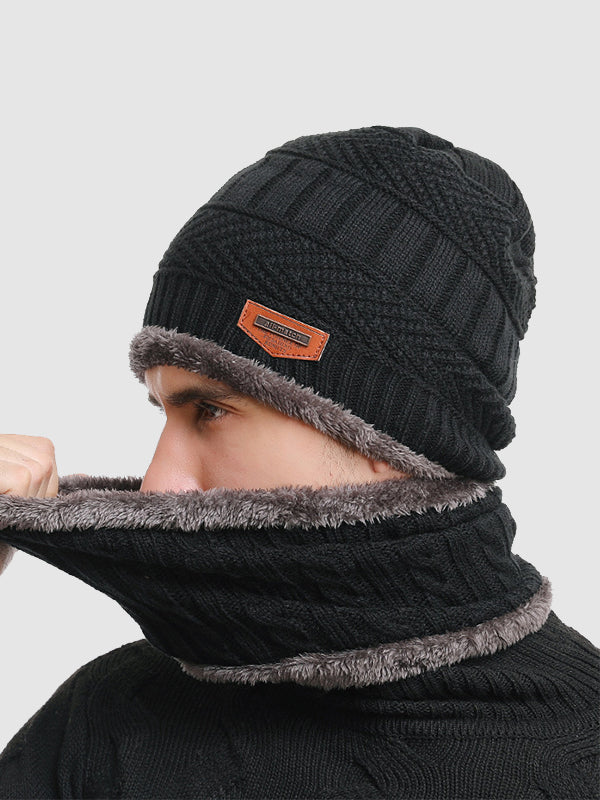 Men's Knitted  Matching Integrated Hat