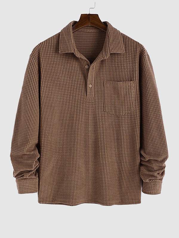 Men's Solid Corduroy Textured Long Sleeve T-Shirt