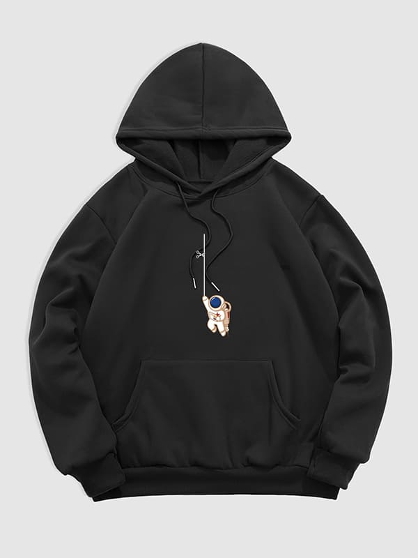 Men's Astronaut Print Hoodie black