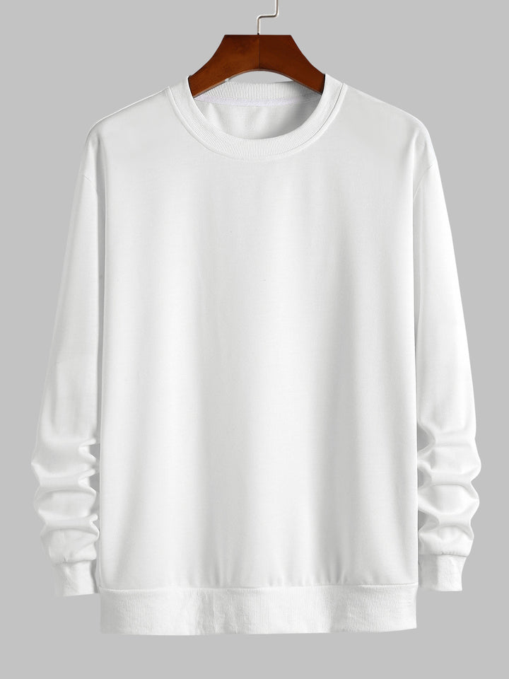 Men's solid color basic round neck casual sweatshirt