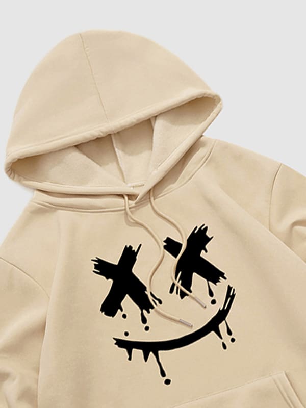 Men's Demon Smiley Face Print Hoodie