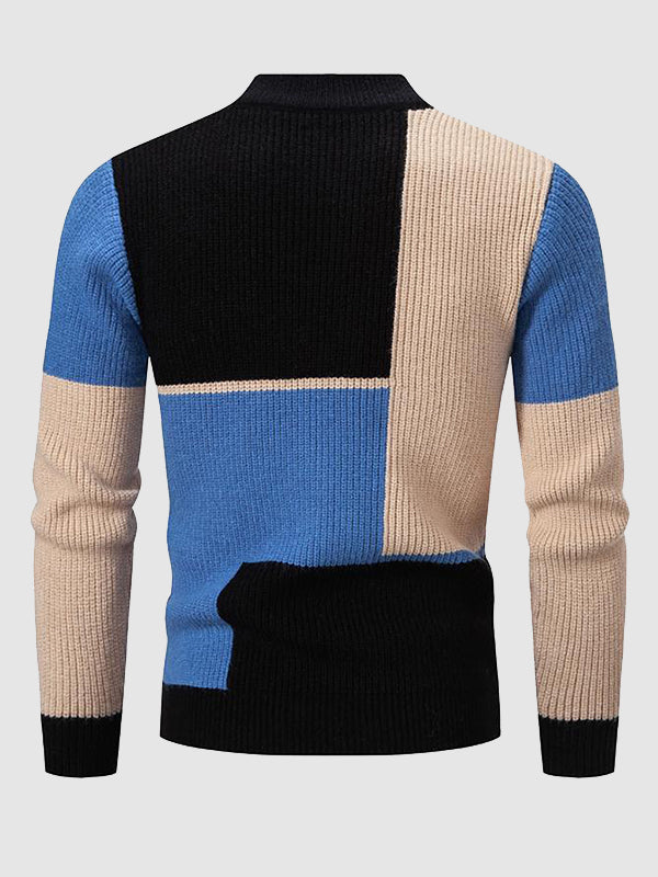 Men's Colorblock Round Neck Knitted Sweater