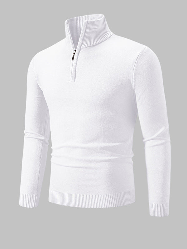 Men's Solid Color Quarter-Zip Collar Sweater