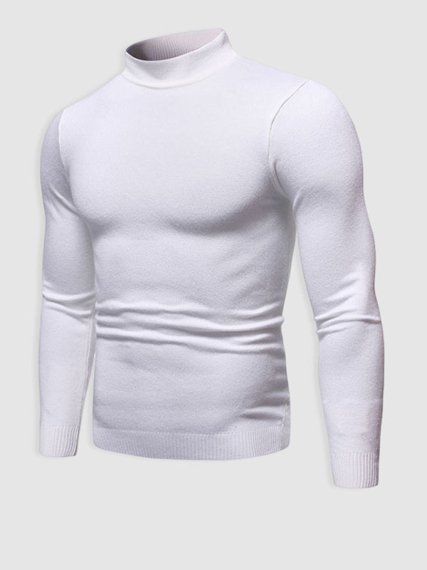 Men's Basic Solid Turtleneck Sweater white