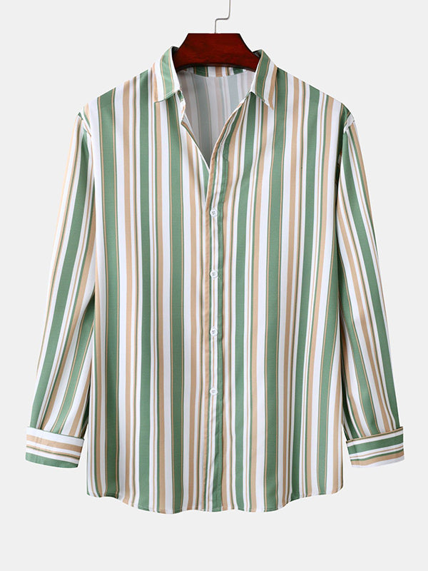 Men's Colorful Striped Long Sleeve Casual Shirt