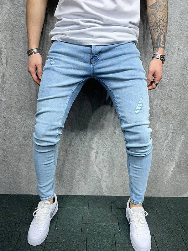 Men's Slim Fit Ripped Denim Trousers