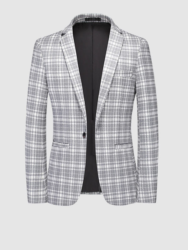 Men's Plaid Casual Wool Blazer