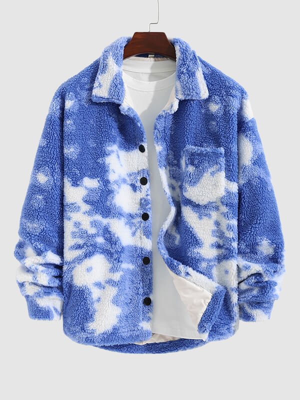 Men's Colorful Tie-Dye Fly Fluffy buttons Jacket