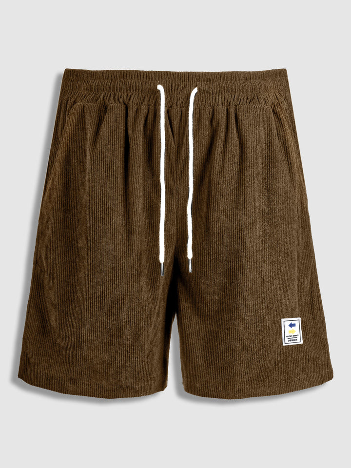 Men's Corduroy Solid Color Drawstring Casual Shorts